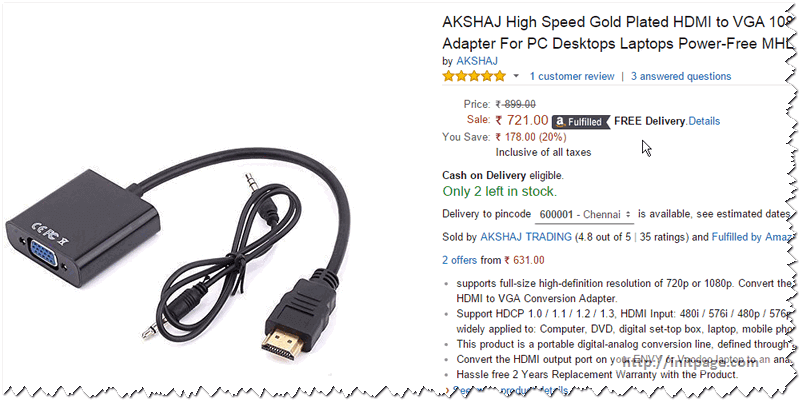 HDMI to VGA Cable